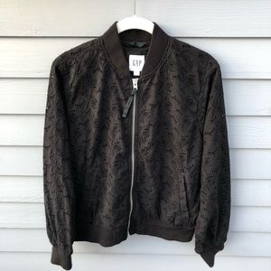 Black GAP eyelet bomber jacket